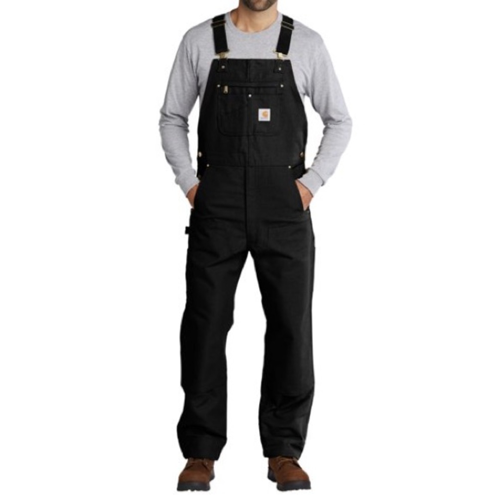 NWT Carhartt R01 Duck Bib Overalls, Black, 30x30